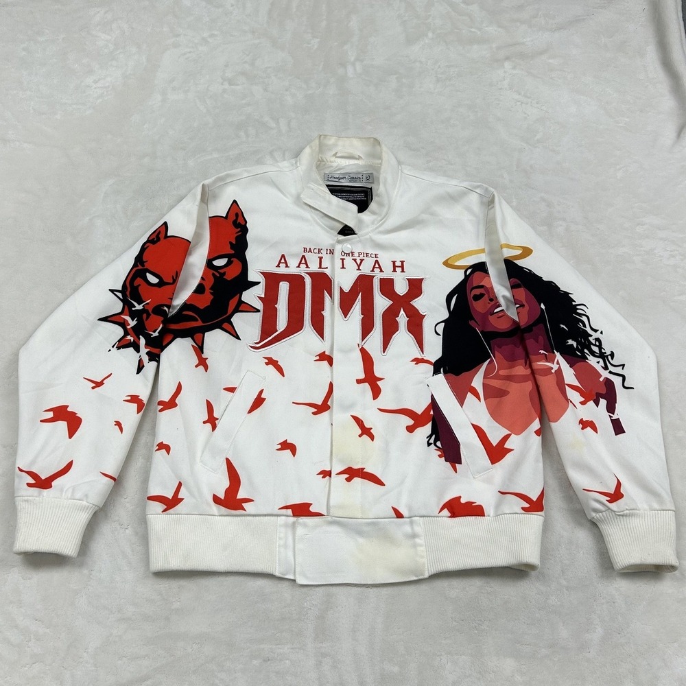 Headgear Classics DMX Aaliyah Jacket Mens XS White Back In One Piece Varsity